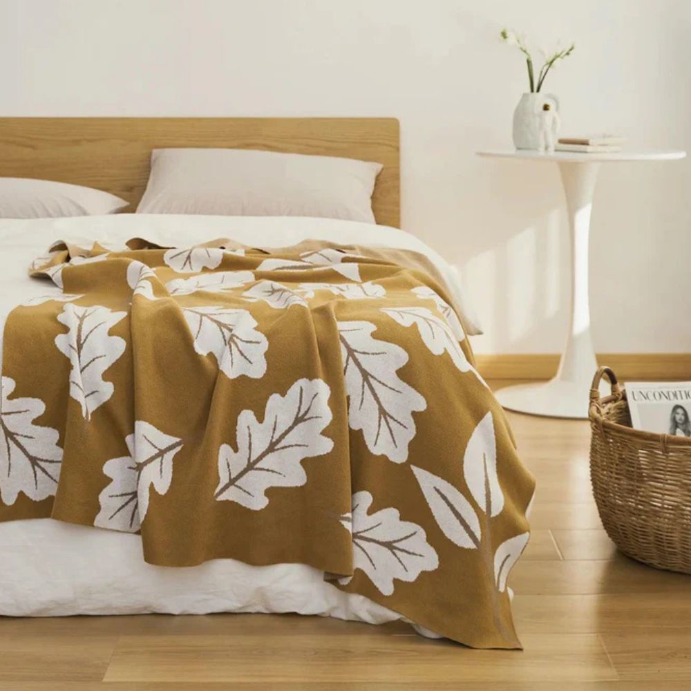 Baumwoll-Decke für Zuhause Elegant Blätterdesign Atmungsaktiv 130x160 cm 1