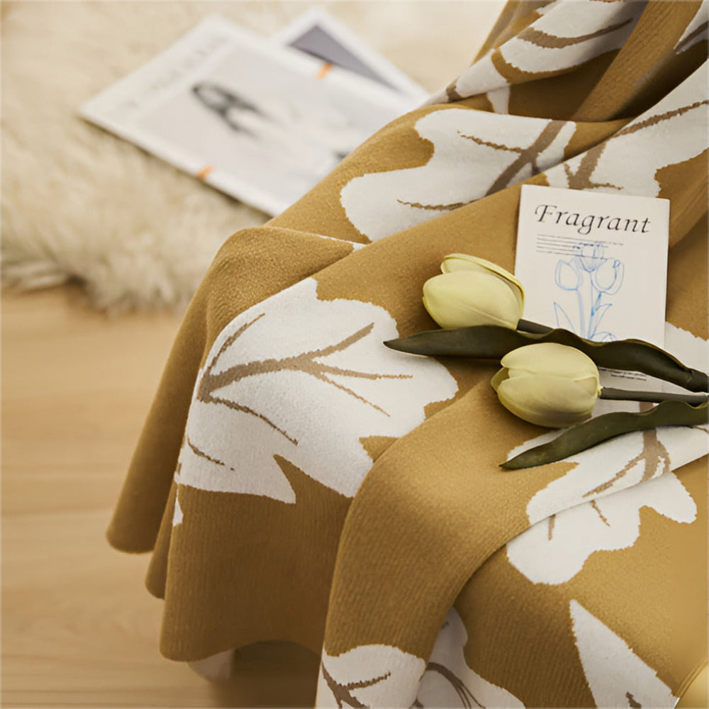 Baumwoll-Decke für Zuhause Elegant Blätterdesign Atmungsaktiv 130x160 cm 4