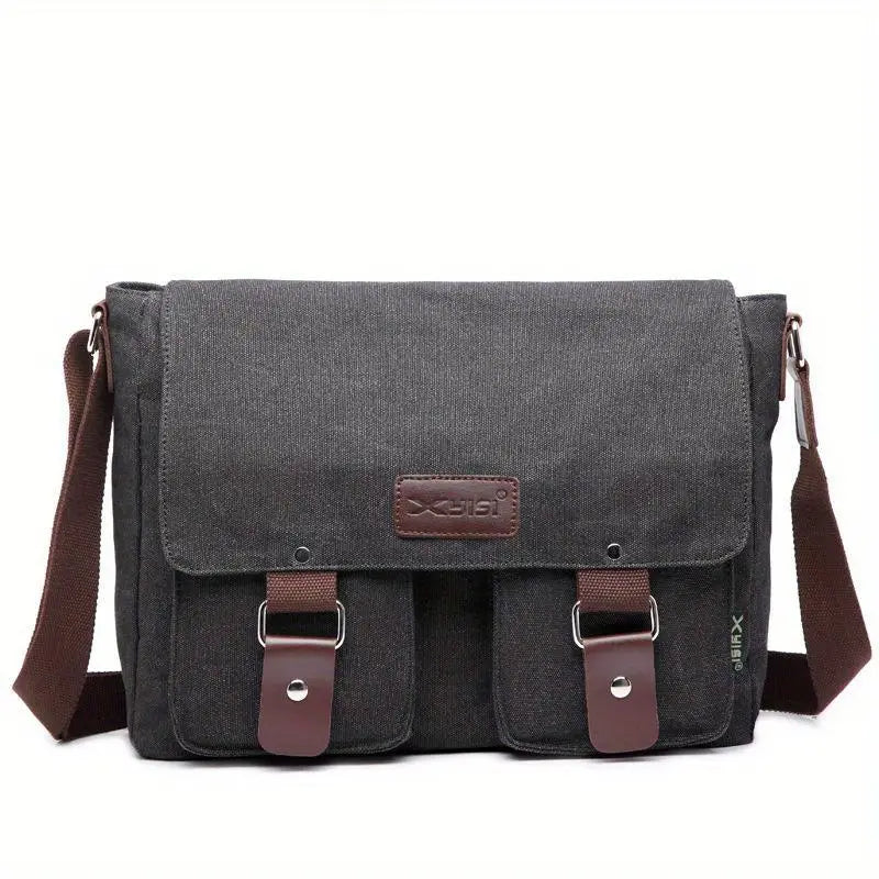 Max | Vintage Canvas Leder Schultertasche für Männer