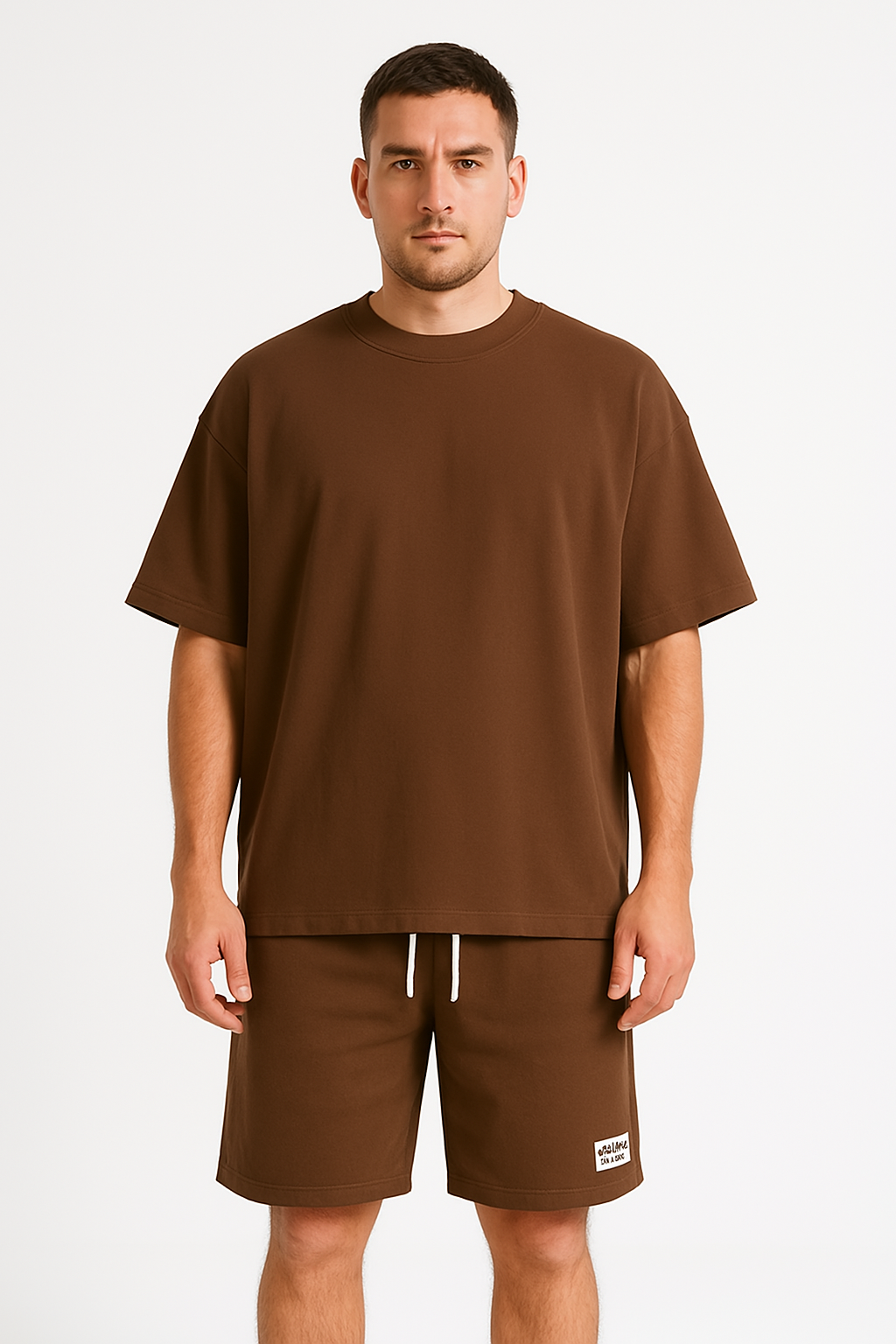  Herren -sportliches Set - entspannte Passform - Kurzarm -Top & Draw String Shorts - atmungsaktive Baumwolle-2