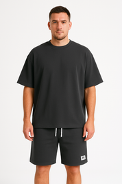  Herren -sportliches Set - entspannte Passform - Kurzarm -Top & Draw String Shorts - atmungsaktive Baumwolle-3