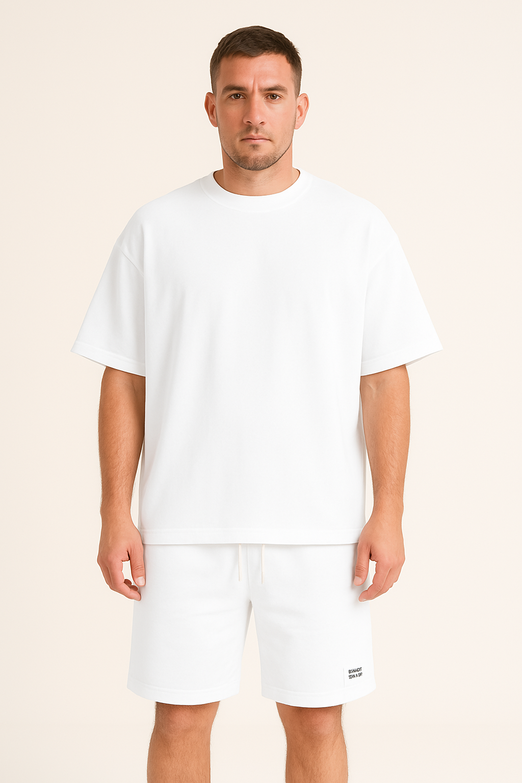  Herren -sportliches Set - entspannte Passform - Kurzarm -Top & Draw String Shorts - atmungsaktive Baumwolle-5