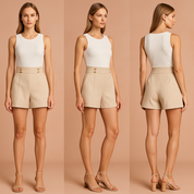 Claire High -Waisted Shorts und Dekorationsknöpfe 1