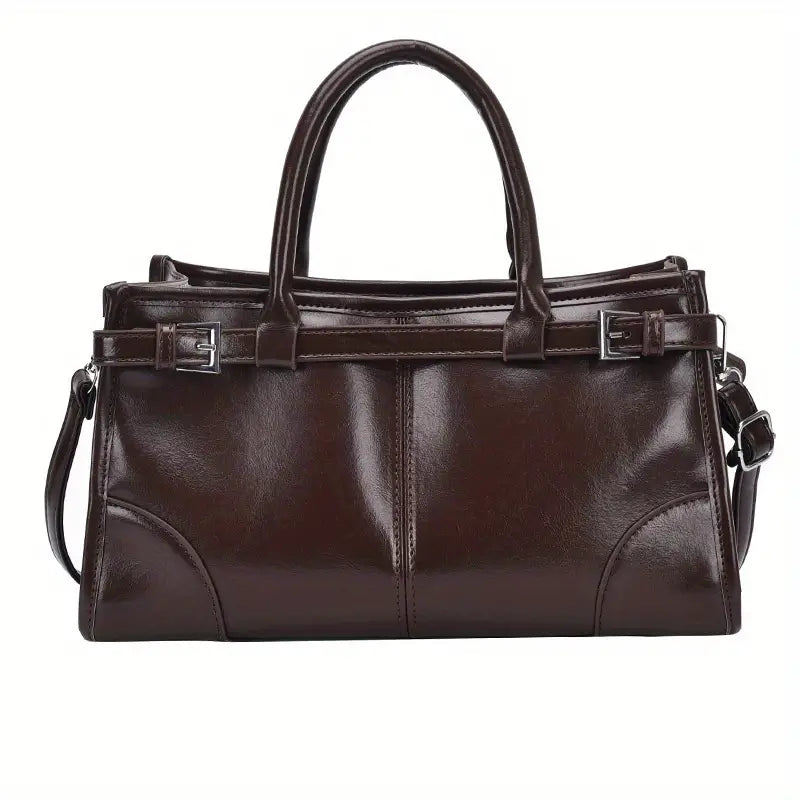 Clara | Große Retro Leder Umhängetasche