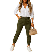 Damen Chinohosen Slim Fit Komfort Stretch Baumwolle