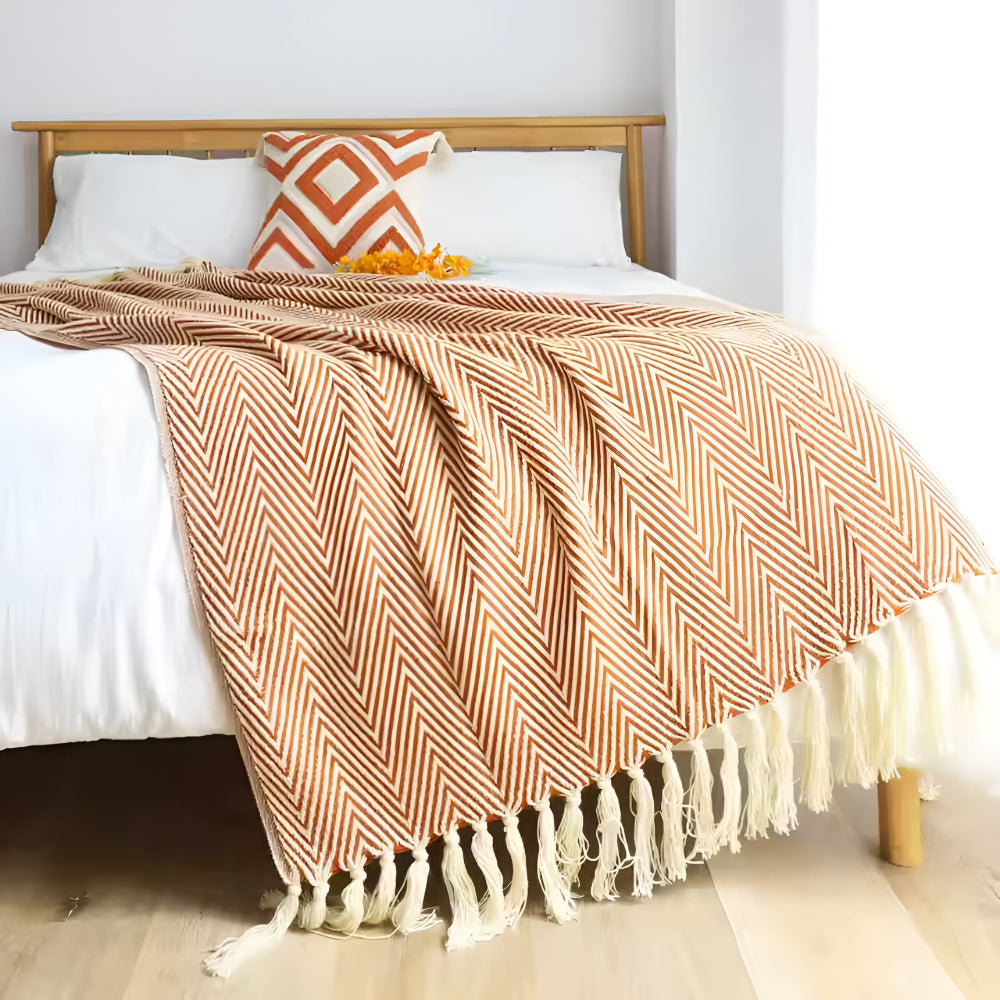 Damen Kuscheldecke Herringbone mit Fransen Mikrofaser Mix 2
