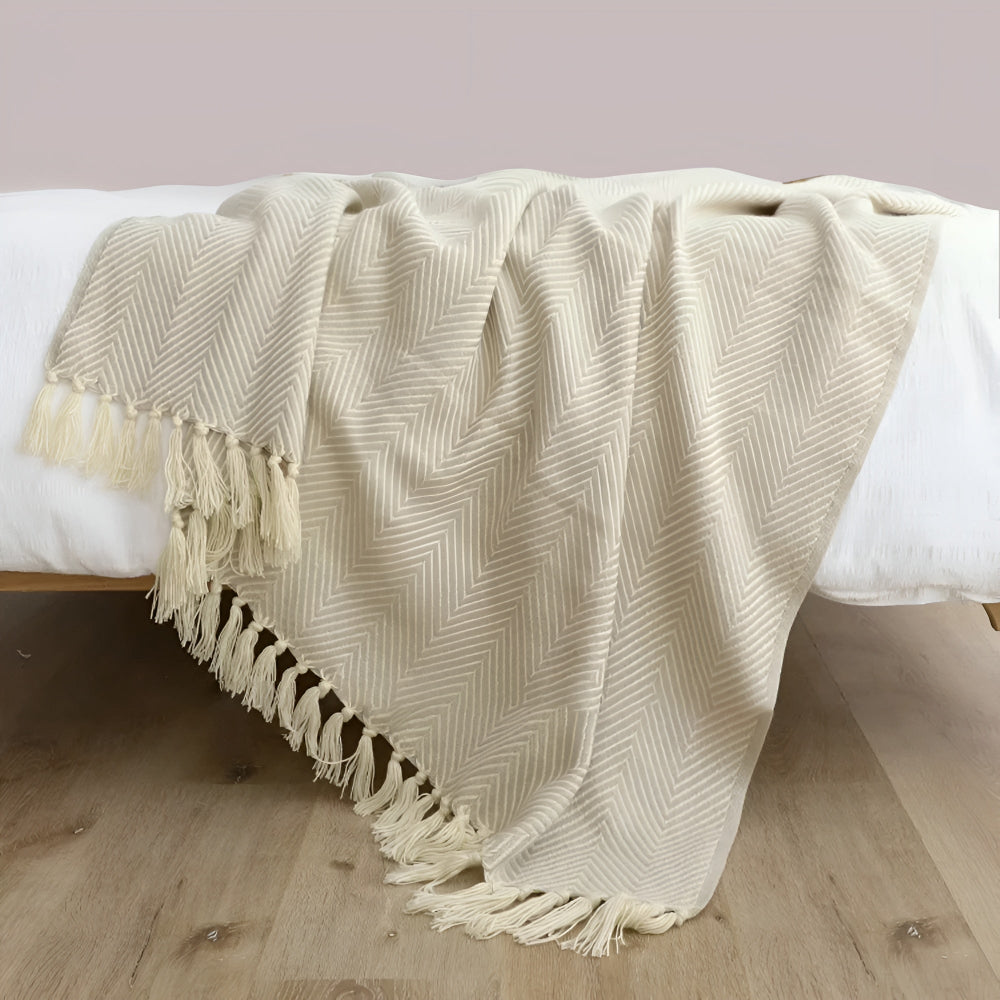 Damen Kuscheldecke Herringbone mit Fransen Mikrofaser Mix 4
