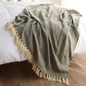 Damen Kuscheldecke Herringbone mit Fransen Mikrofaser Mix 7