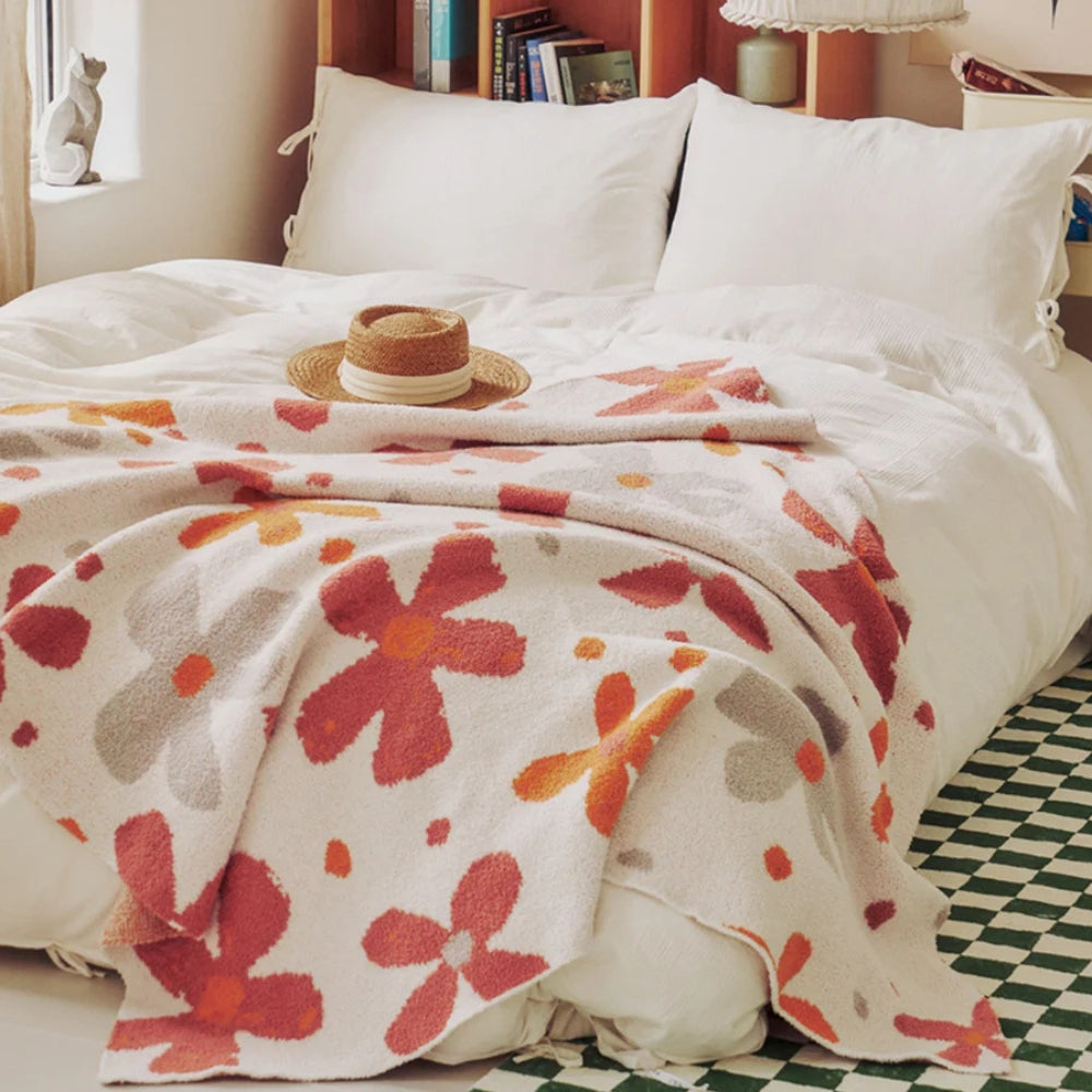 Damen Weiche Floral Strickdecke für Zuhause und Reisen Baumwolle-Polyester-Mischung 0