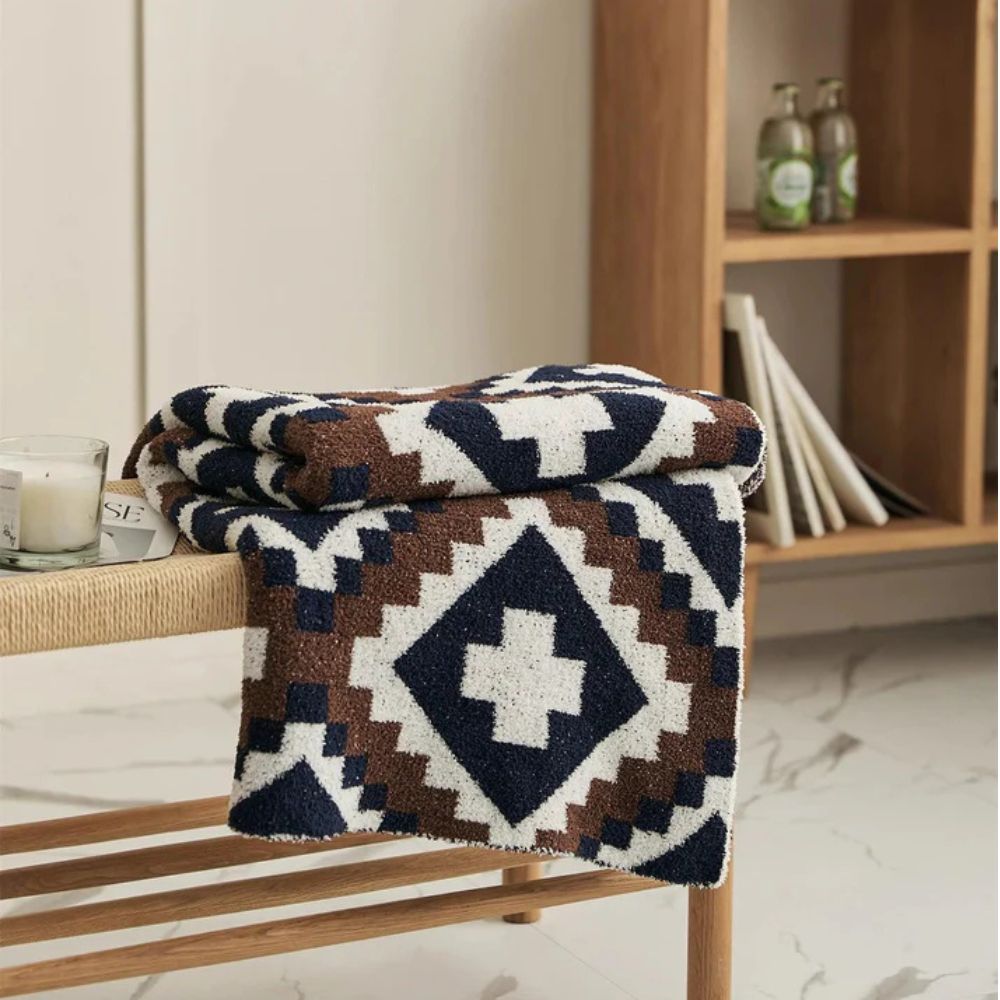 Decke für Zuhause aus hochwertigem Mikrofaser mit Jacquard-Strickmuster 0