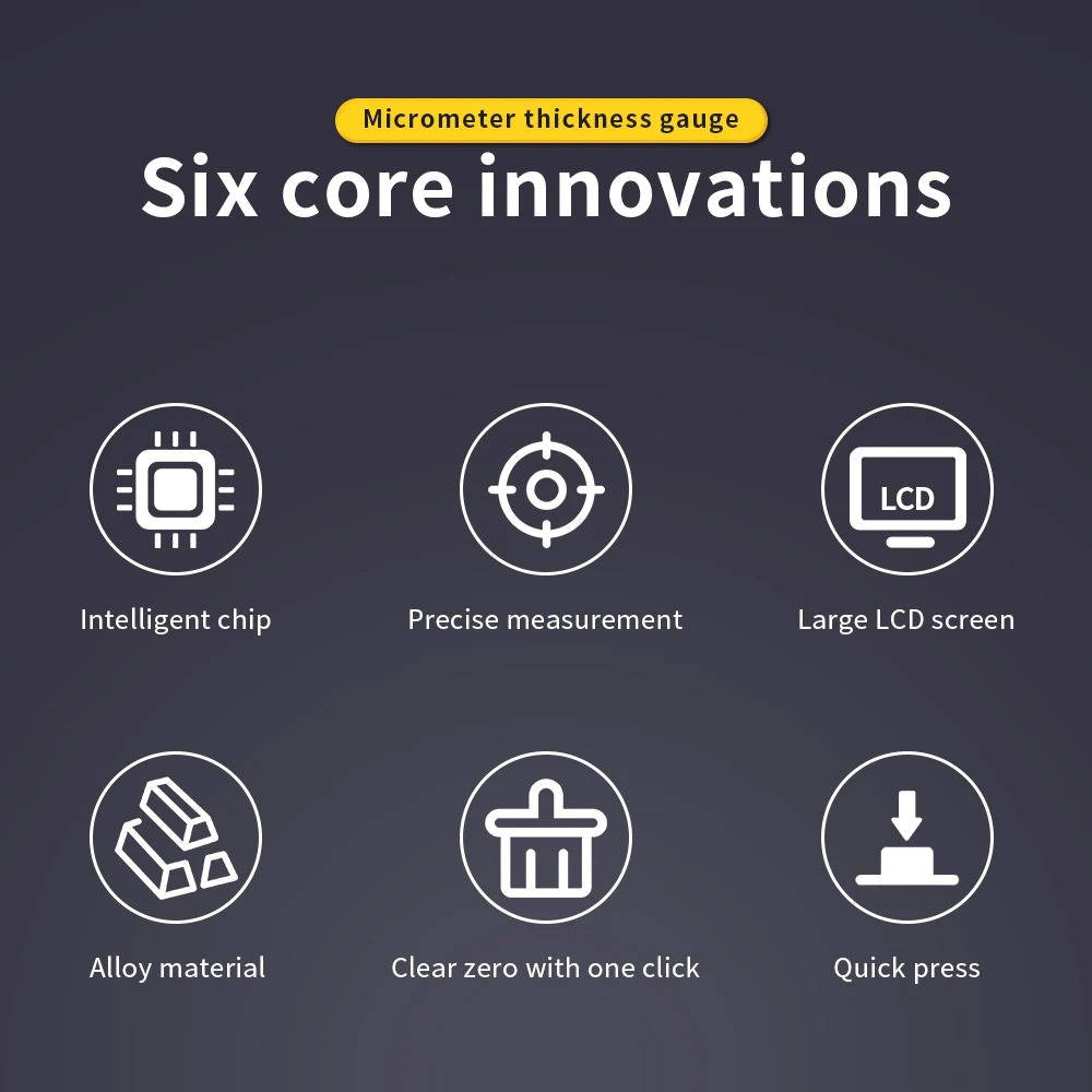 Dickenmessgerät zur Messung der Dicke von Papier, Stoff und Metall, 0,001 mm 3