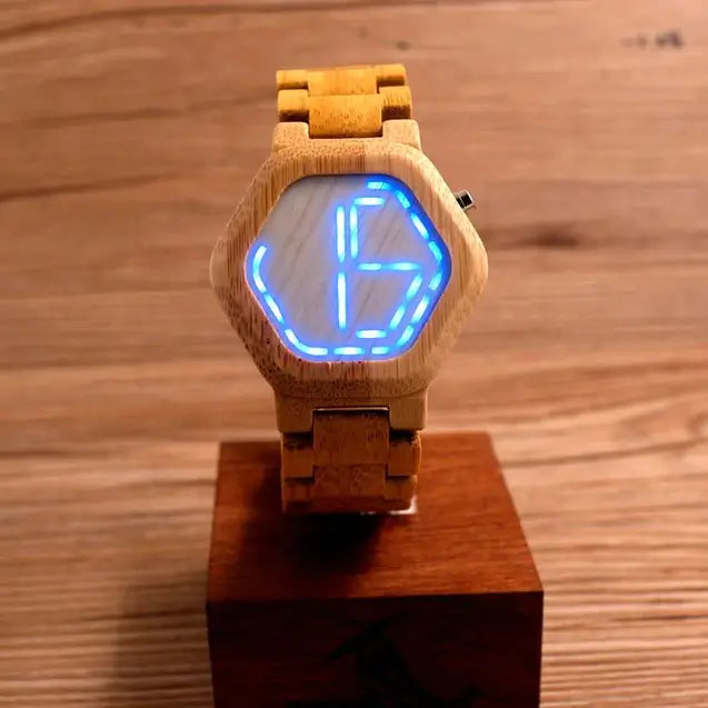 Digitale hölzerne LED -Uhr 3