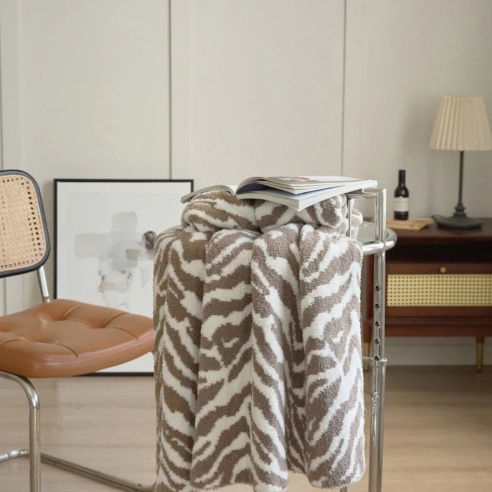 Elegante Decke für Zuhause mit Zebra-Muster aus Mikrofaser 0