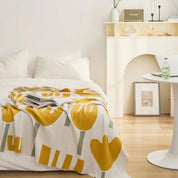 Elegante Strickdecke für Frauen mit Tulpenmuster aus 100% Baumwolle 4