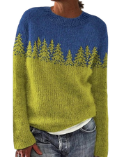 Irma | Warmer Damen Winterpullover mit Langen Ärmeln und Waldmotiv