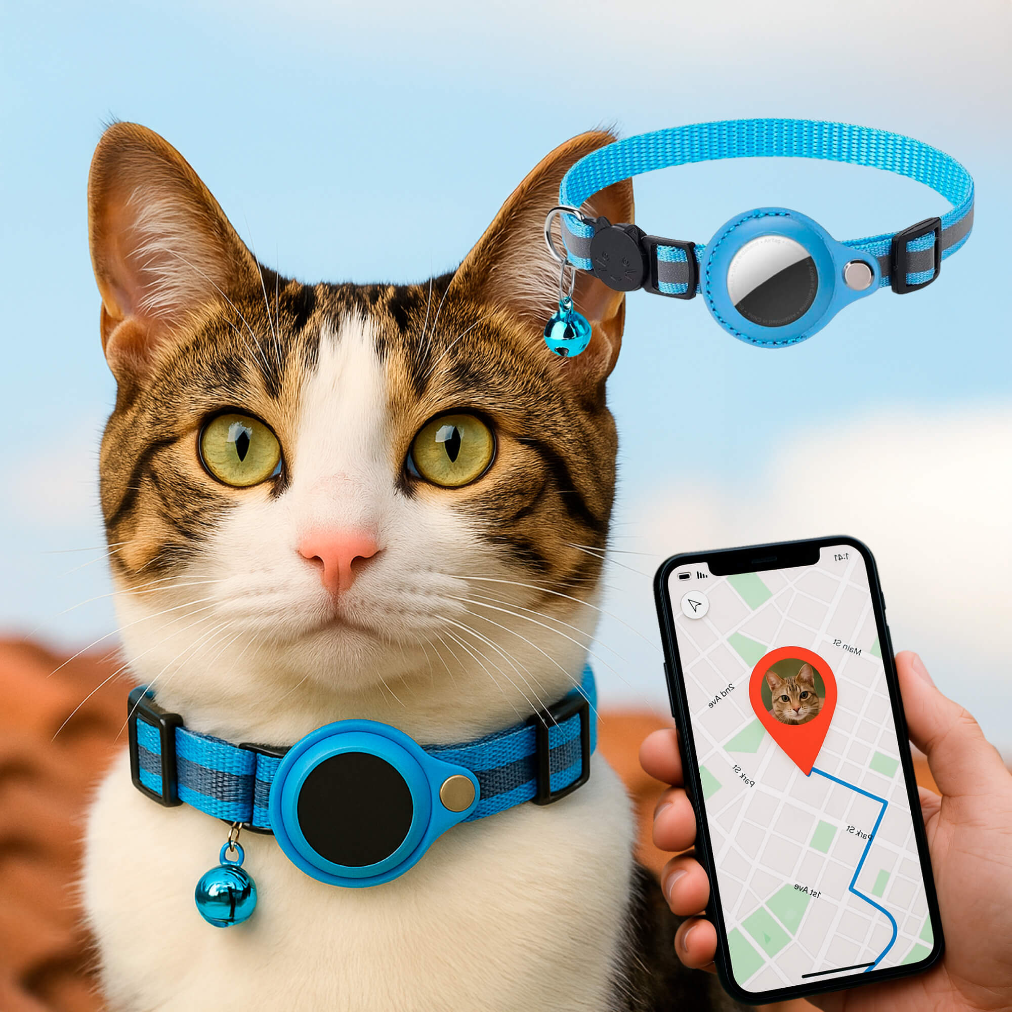 GPS-Tracker-Halsband für Katzen | Schnellverschluss, reflektierendes Design und langlebig für sichere Outdoor-Abenteuer 10