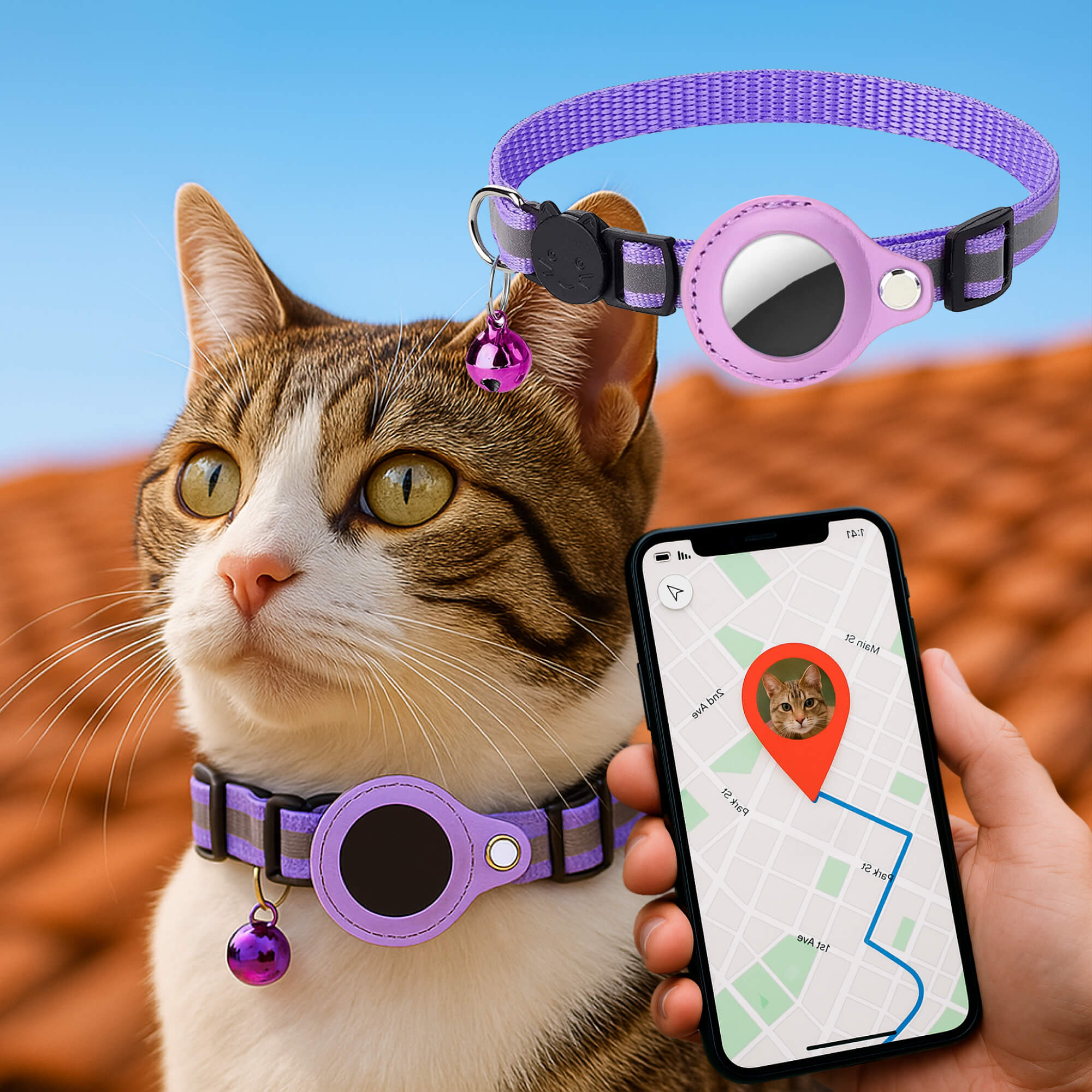 GPS-Tracker-Halsband für Katzen | Schnellverschluss, reflektierendes Design und langlebig für sichere Outdoor-Abenteuer 12