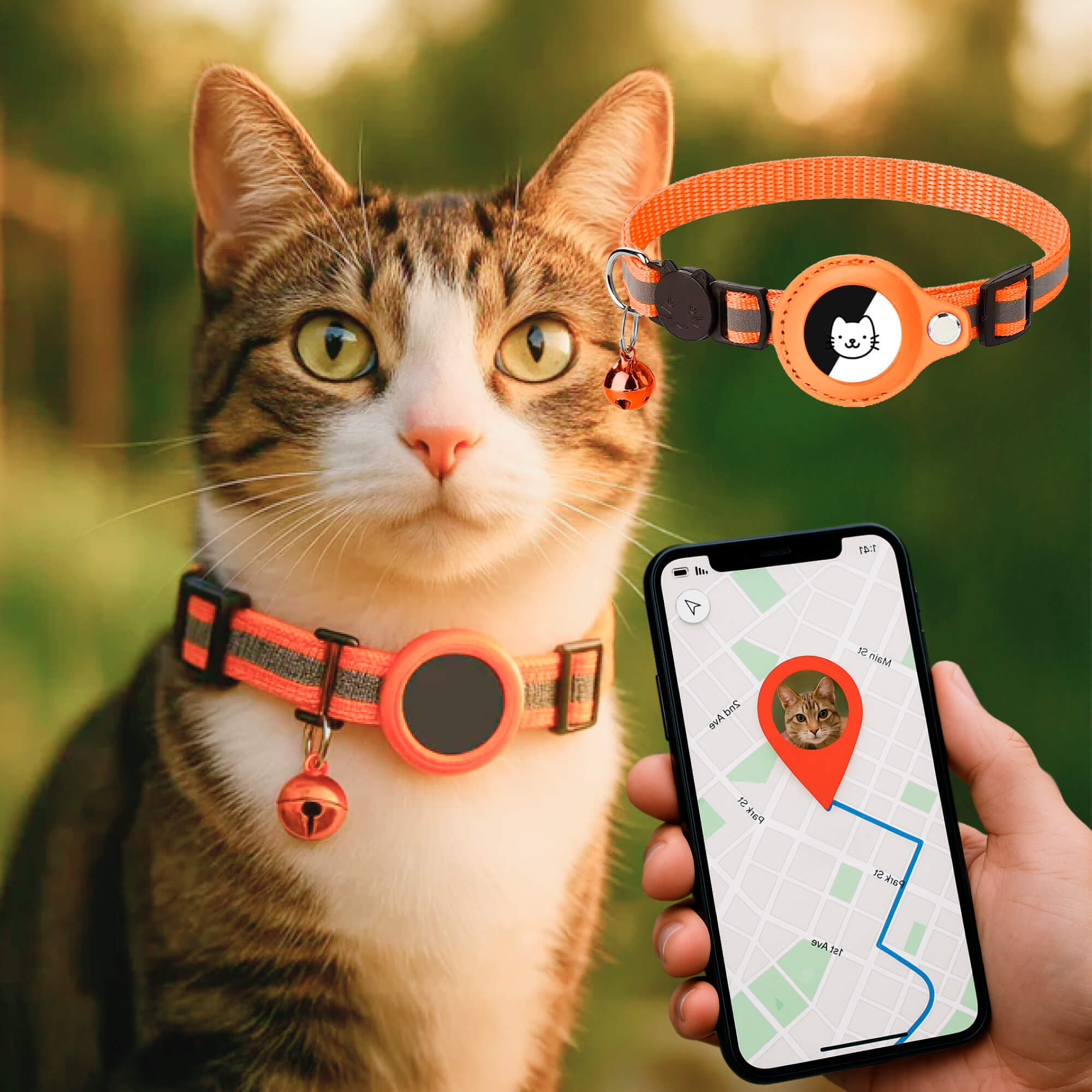 GPS-Tracker-Halsband für Katzen | Schnellverschluss, reflektierendes Design und langlebig für sichere Outdoor-Abenteuer 13