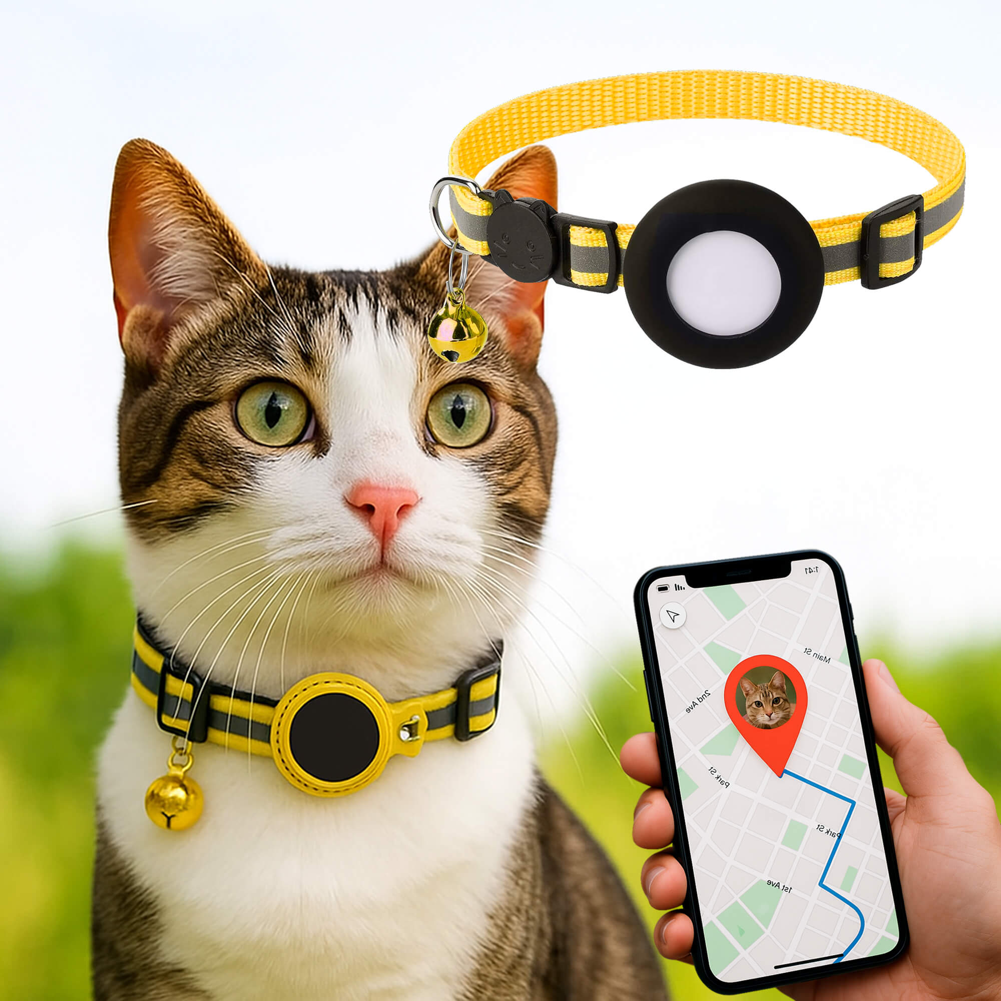 GPS-Tracker-Halsband für Katzen | Schnellverschluss, reflektierendes Design und langlebig für sichere Outdoor-Abenteuer 14