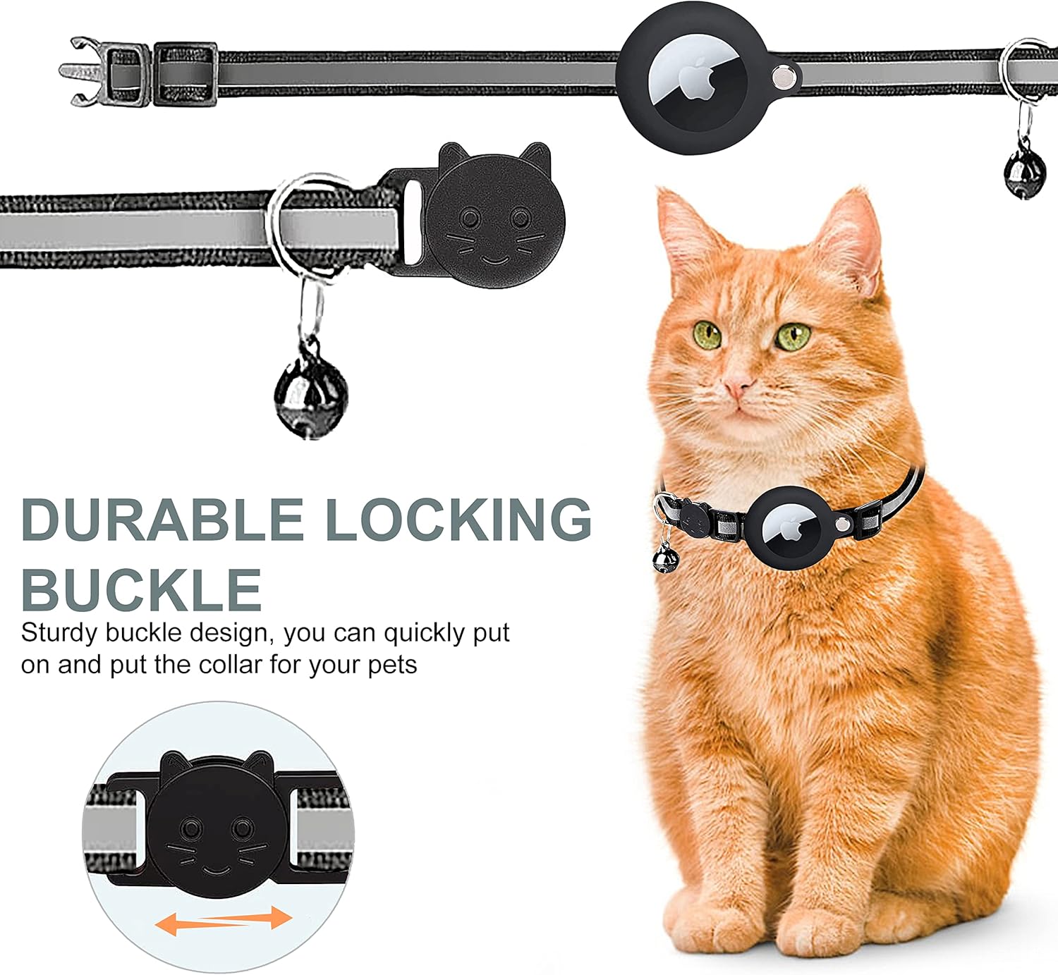GPS-Tracker-Halsband für Katzen | Schnellverschluss, reflektierendes Design und langlebig für sichere Outdoor-Abenteuer 3