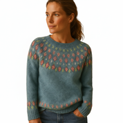 Damenpullover mit Einzigartigem Druck für Stilvolle Wärme Wollmischung