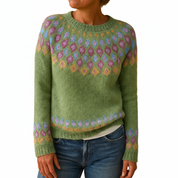 Damenpullover mit Einzigartigem Druck für Stilvolle Wärme Wollmischung