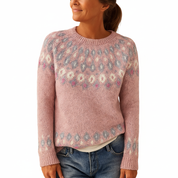 Damenpullover mit Einzigartigem Druck für Stilvolle Wärme Wollmischung