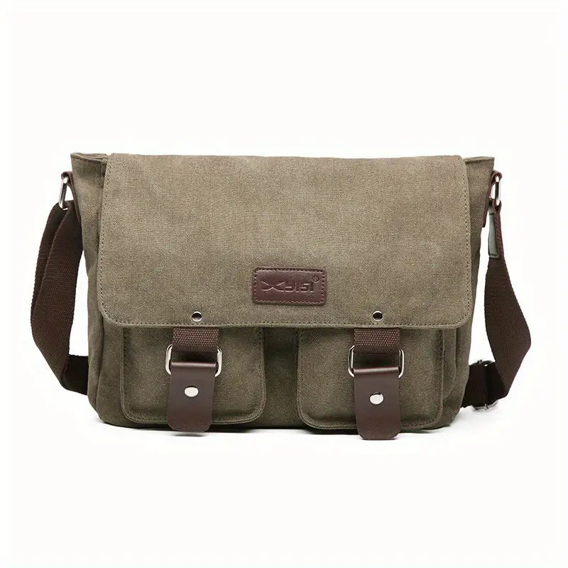 Max | Vintage Canvas Leder Schultertasche für Männer