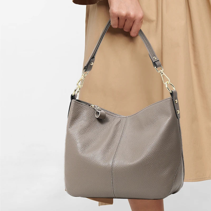 Große Leder-Tragetasche – Schultertasche aus weichem Rindsleder 4