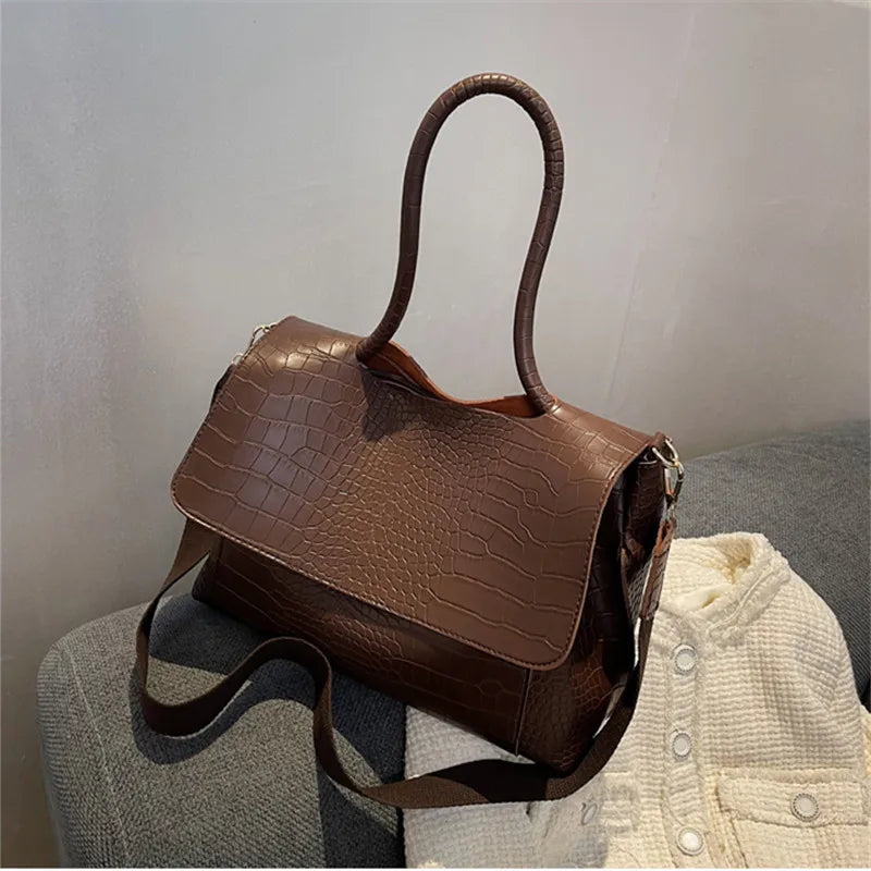 Eva | Stilvolles Krokodillemuster Große Kapazität Damen Umhängetasche