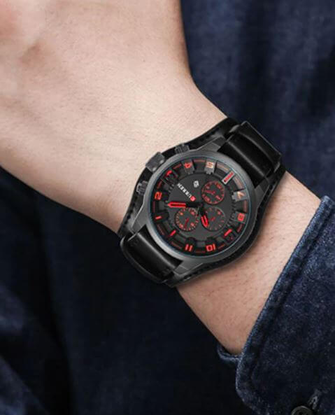 Herren Uhr Chronograph Leder 6