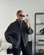 Johanna | Modische Graue Tweed-Winterjacke