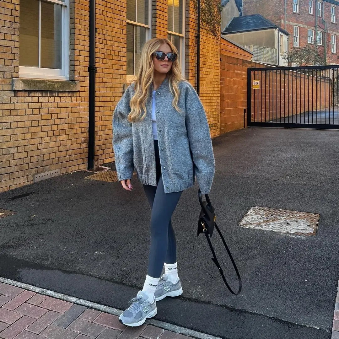 Johanna | Modische Graue Tweed-Winterjacke