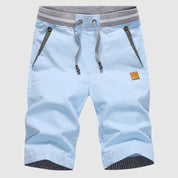  Gelegenheitsshorts von Männern - Kordelstrich Taille - Reißverschlusstaschen - Kniebeuge, entspannte Passform-1