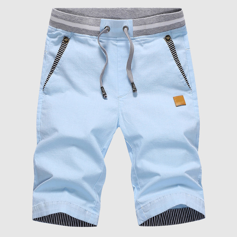  Gelegenheitsshorts von Männern - Kordelstrich Taille - Reißverschlusstaschen - Kniebeuge, entspannte Passform-1