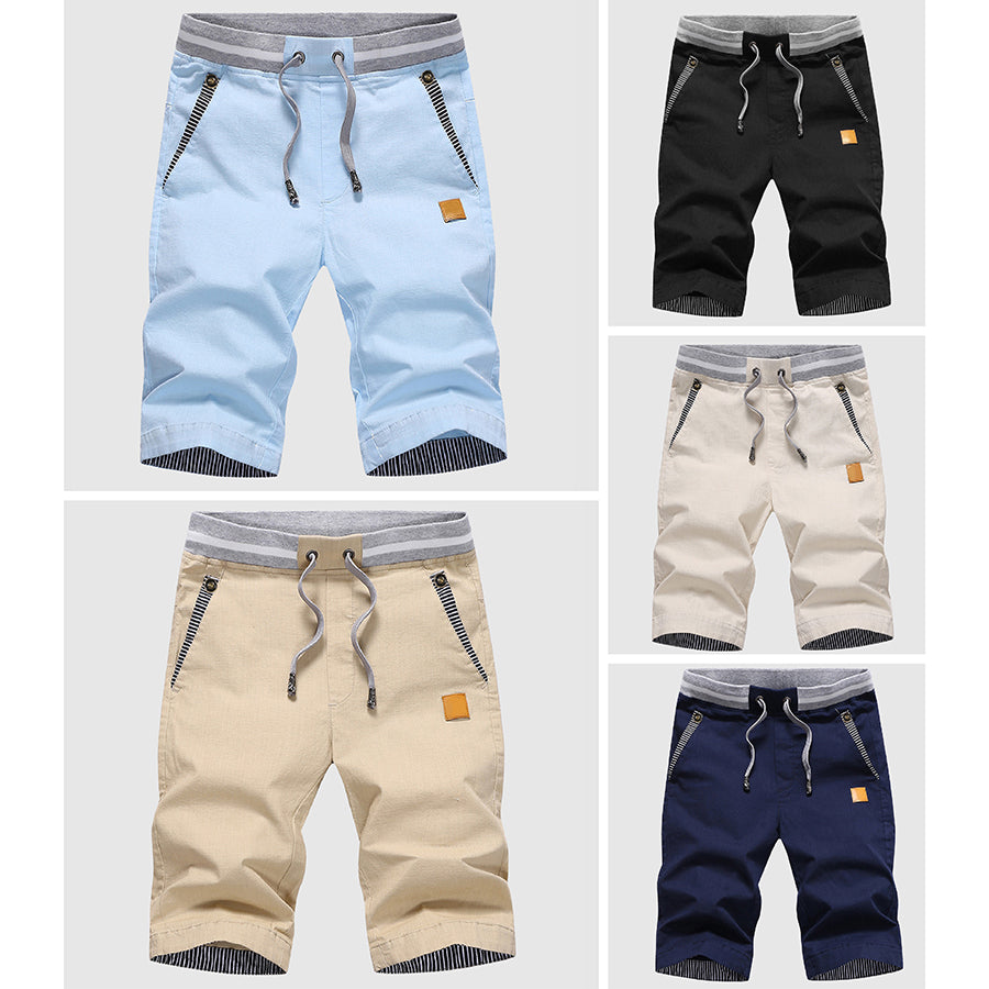  Gelegenheitsshorts von Männern - Kordelstrich Taille - Reißverschlusstaschen - Kniebeuge, entspannte Passform-6