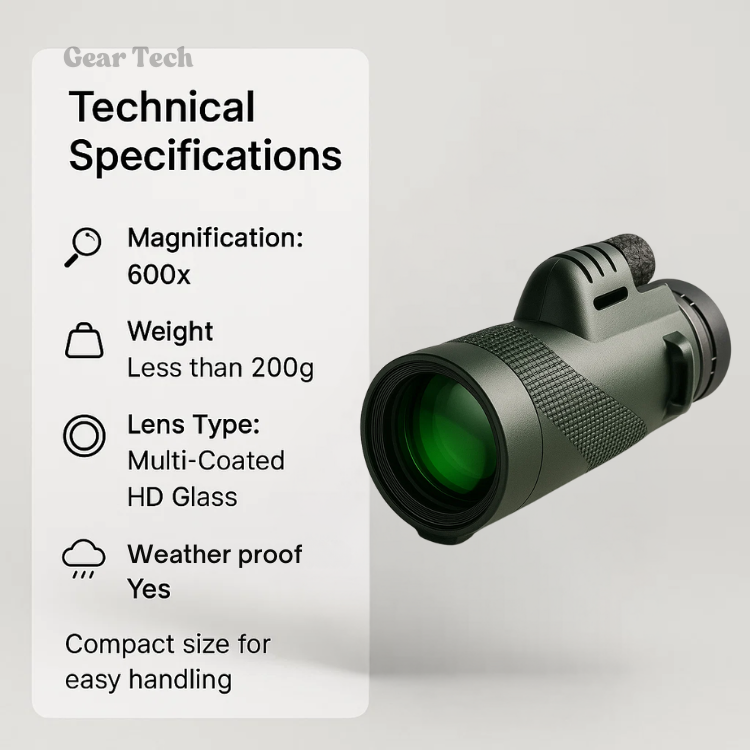 Kompaktes Monokular mit 600-fachem Ultra-Zoom | HD-Objektiv, leicht und perfekt zum Wandern, Vogelbeobachten und für Sportveranstaltungen 1
