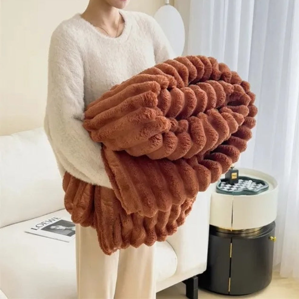 Kuscheldecke Beige Größe M Polyester für Erwachsene 10