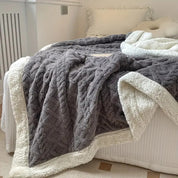 Kuscheldecke Grau 150x200 cm Sherpa Fleece Wende-Decke für Gemütlichkeit 2