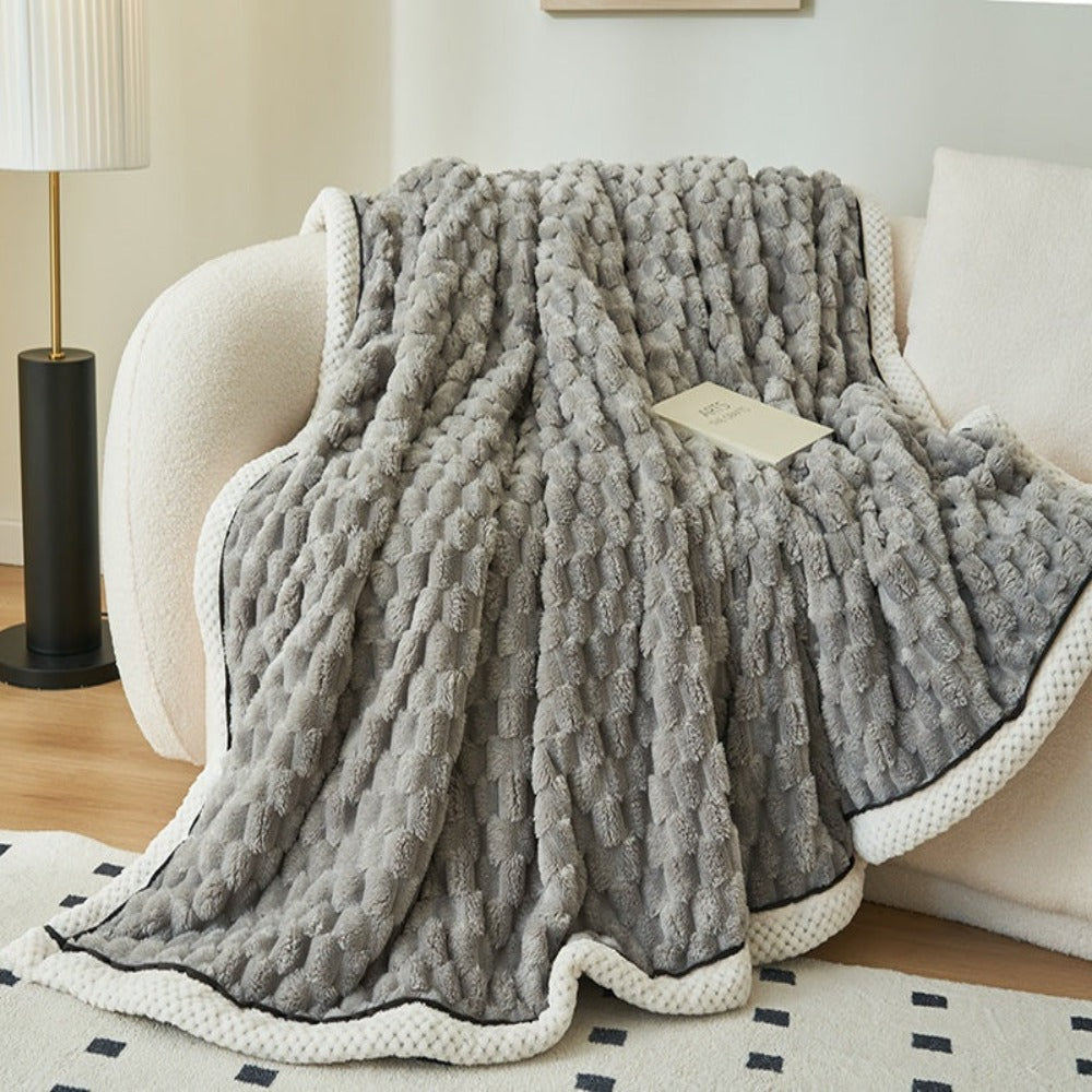 Kuscheldecke Grau Sherpa Fleece für Erwachsene 3