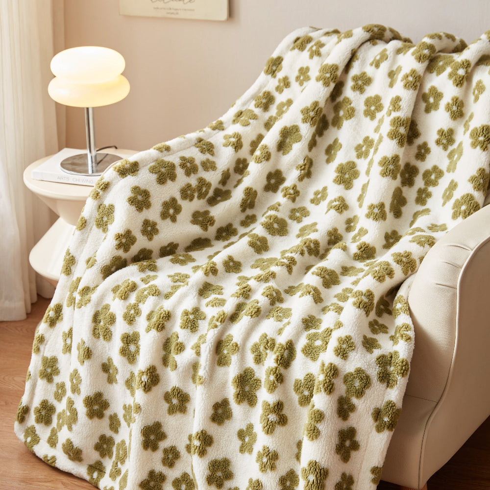 Kuscheldecke für Damen mit Retro-Blumenmuster aus Mikrofaser 0