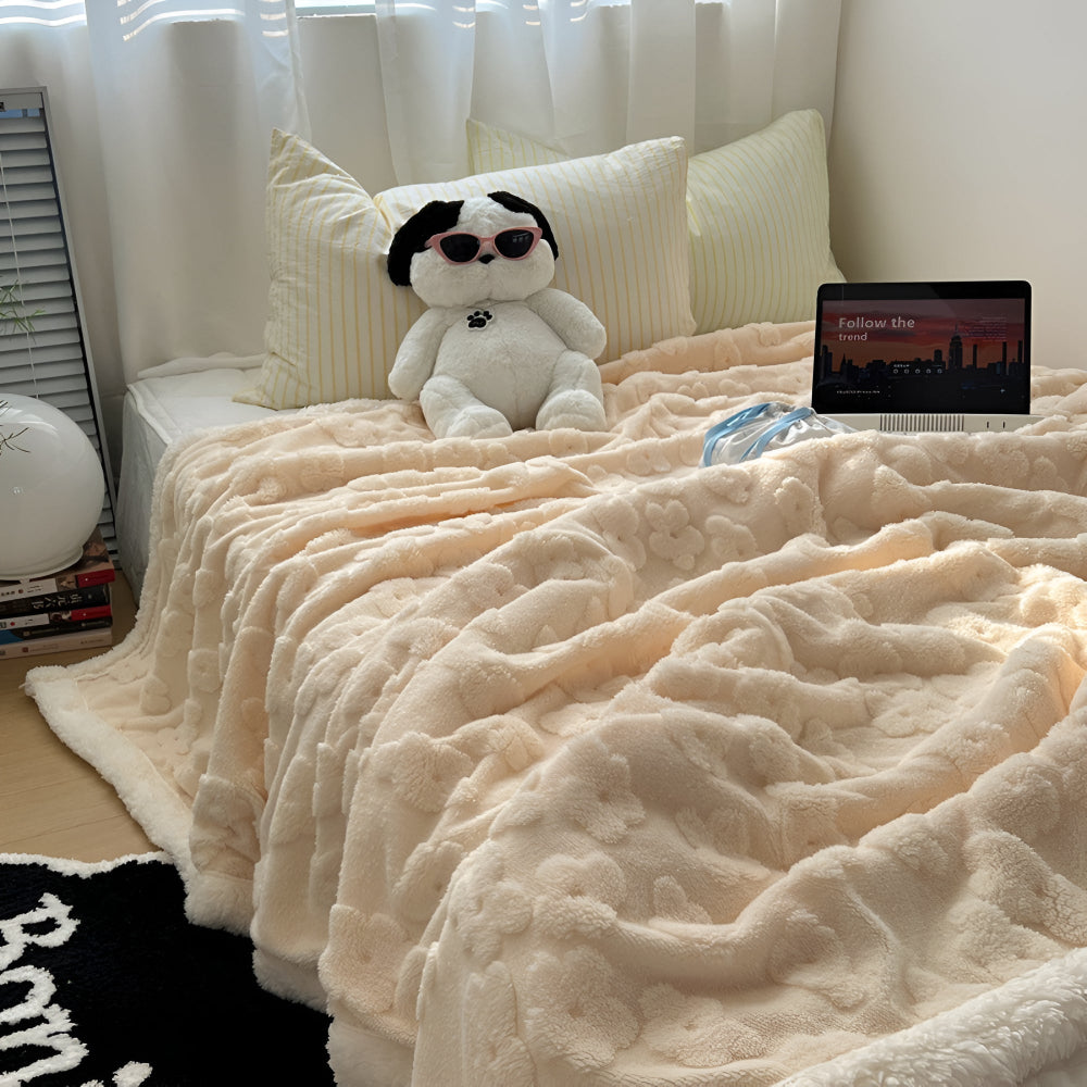 Kuscheldecke für Damen und Herren - Elegante und Bequeme Sherpa-Fleece-Decke 4