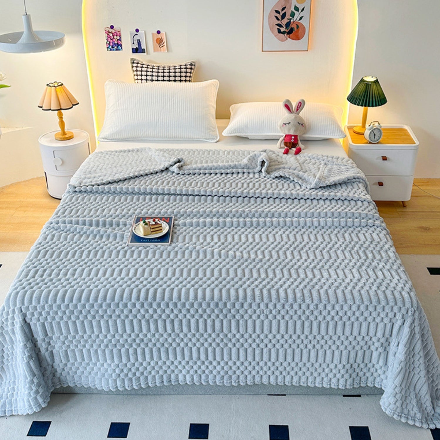 Kuscheldecke für Damen und Herren aus Mikrofaser mit Pebble-Muster, Ultra-weich und Gemütlich 0