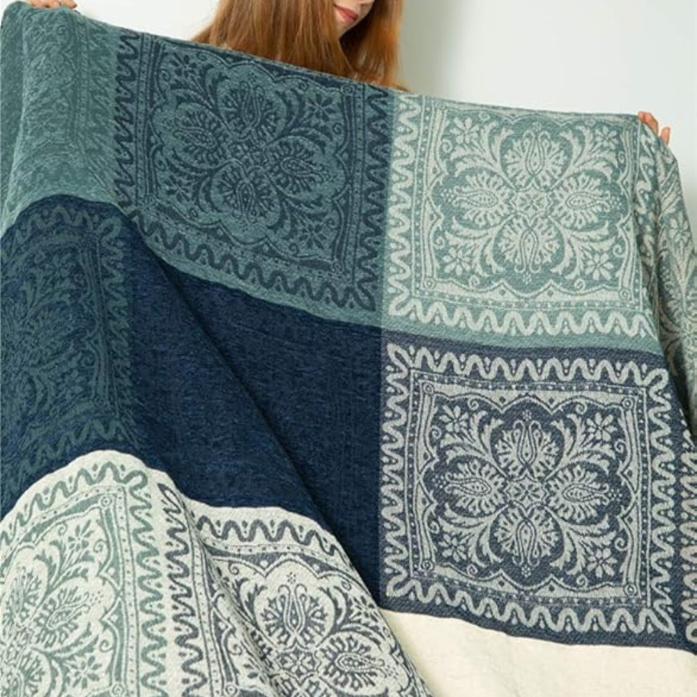 Kuscheldecke mit Fransen für Zuhause 100% Chenille Bohemian Design 4