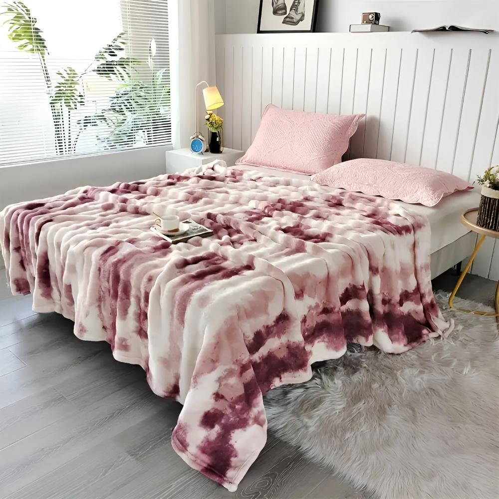 Kuschelige Fleece-Decke für Erwachsene mit einzigartigem Wellen-Tie-Dye-Muster 10