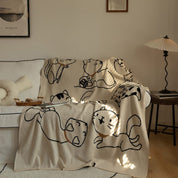 Kuschelige Wolldecke für Erwachsene mit Katzenmuster aus 100% Baumwolle 1