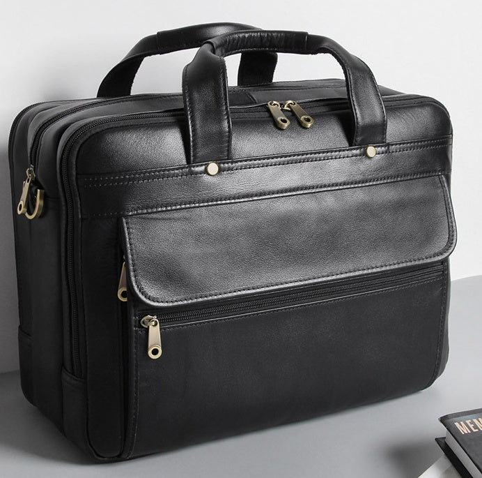 Leder Herren Top Layer Rindsleder Retro Business Tasche 0