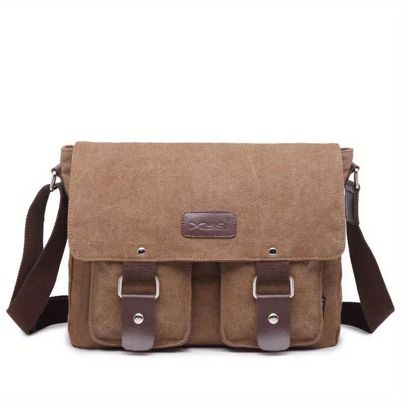 Max | Vintage Canvas Leder Schultertasche für Männer