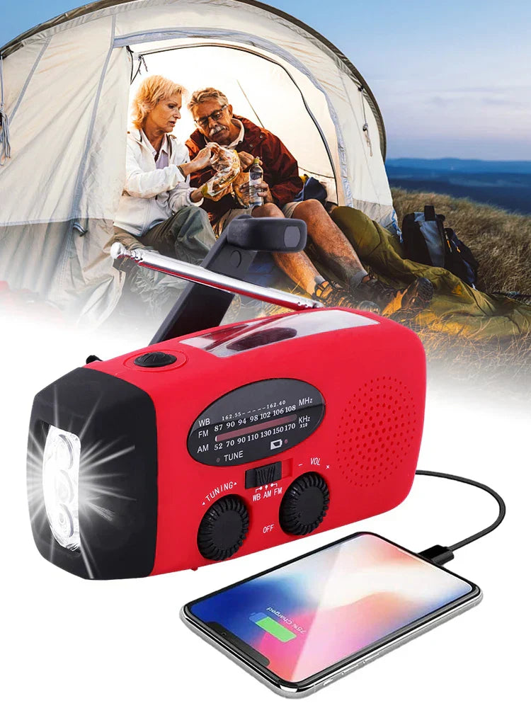 Tragbares Notfallradio mit Taschenlampe und Power Bank-Solar, Handkurbel, USB-C-Ladung, wasserfestes, AM/FM-Empfang-3