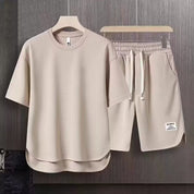  Herren -sportliches Set - entspannte Passform - Kurzarm -Top & Draw String Shorts - atmungsaktive Baumwolle-6